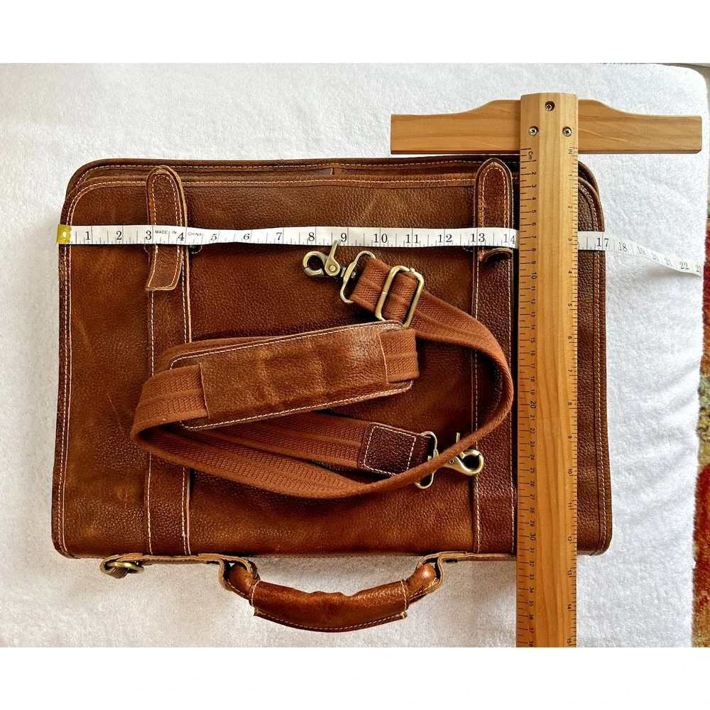 Vintage APC AmeriLeather Briefcase Carry On Bag 17X12.5 compartment strap